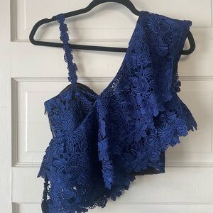 Alice + Olivia Royal Blue Lace Top